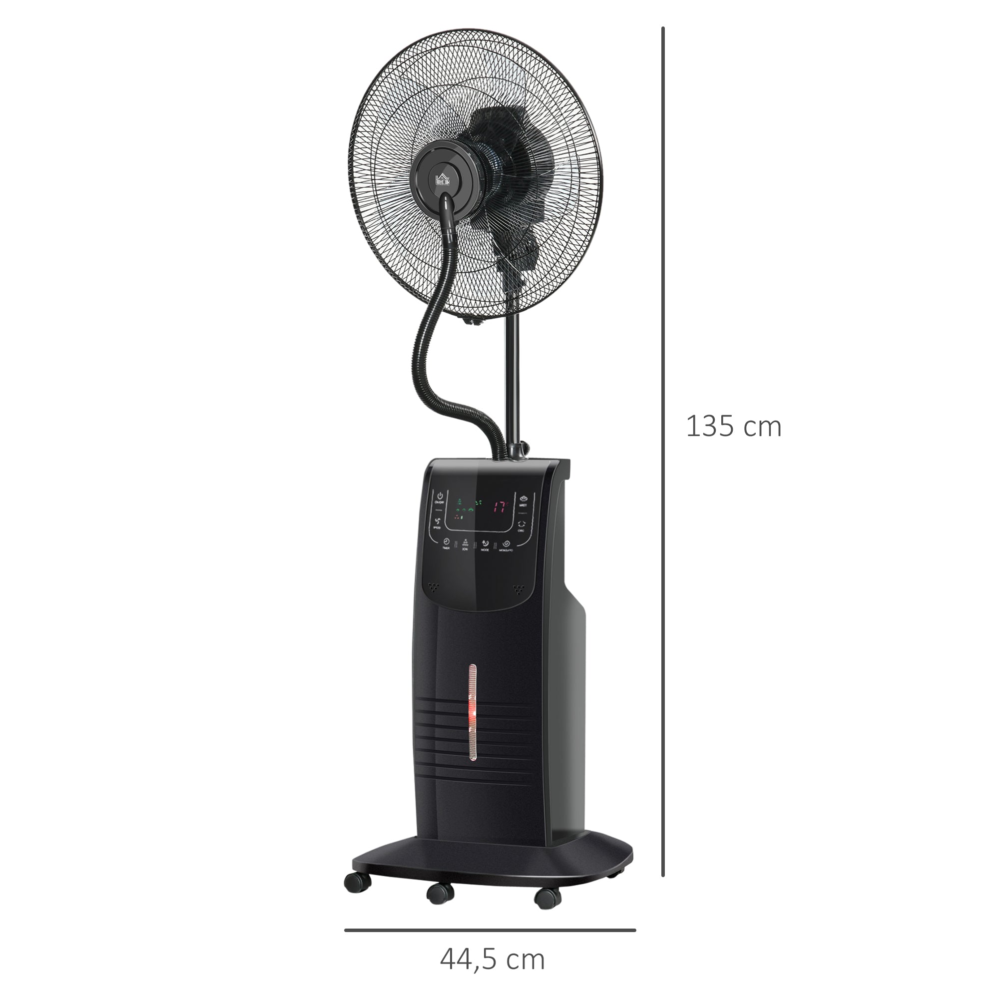 HOMCOM Statiefventilator met 3,1 liter waterverstuiver ventilator hoogte 135 cm 3 modi