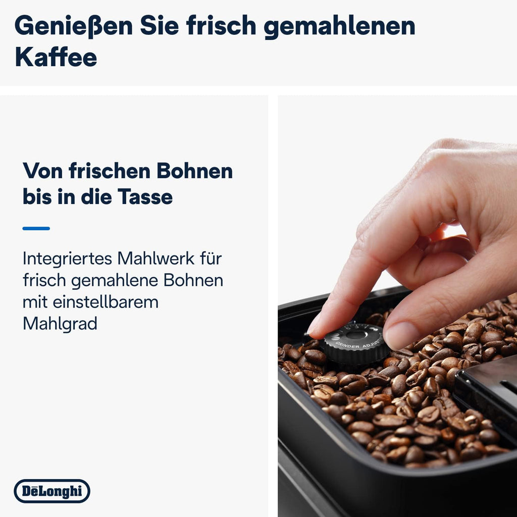 De'Longhi Magnifica Evo ECAM 292.81.B Volautomatische koffiemachine met LatteCrema melksysteem, 7 directe selectieknoppen voor cappuccino, espresso en andere koffiespecialiteiten, 2-kops functie, zwart