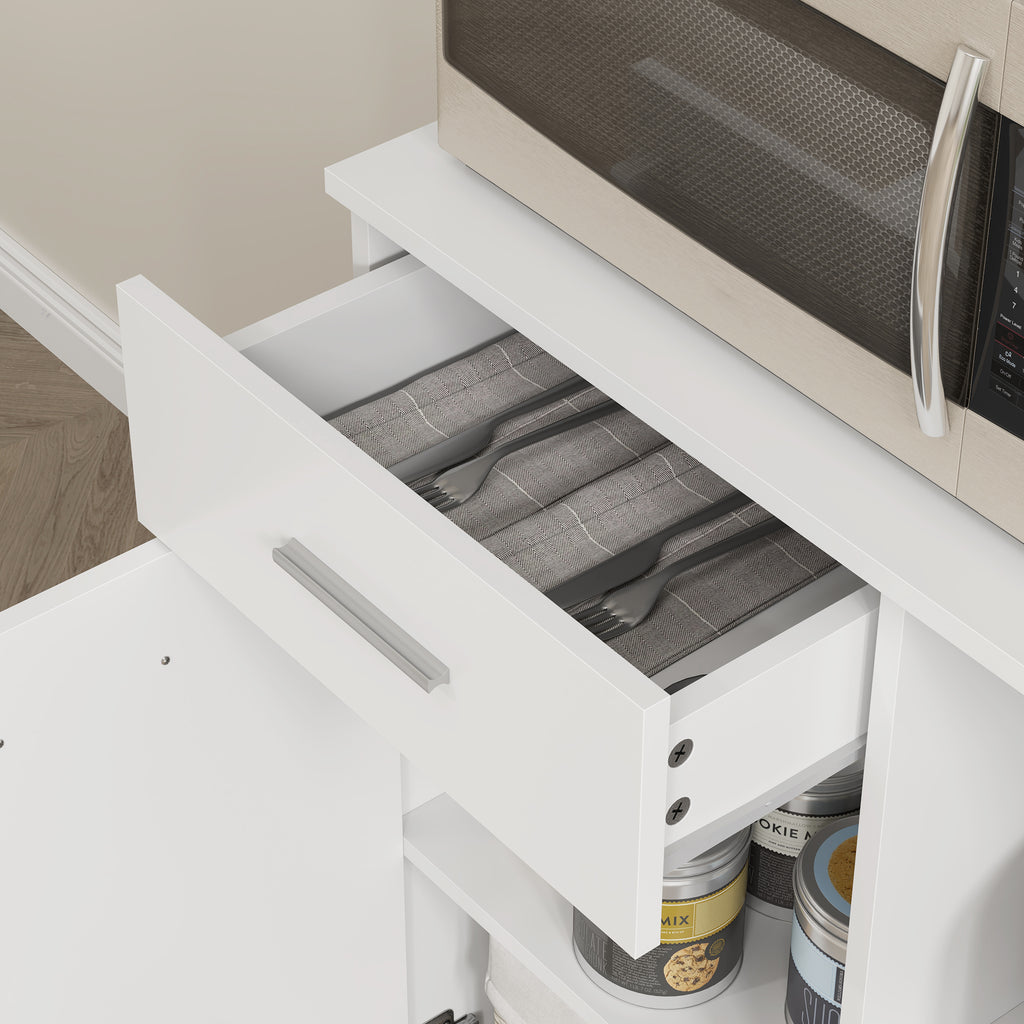 HOMCOM Buffetkast met Lade, Soft-Close Deuren, 80 x 35 x 180 cm - Wit