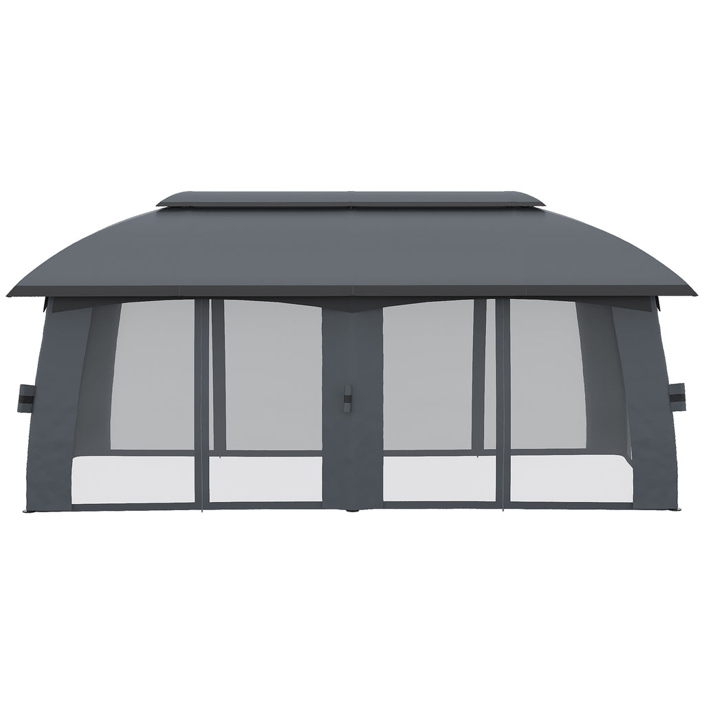 Outsunny Waterdichte Tuinpaviljoen 3x6m voor Tuin, Ideaal voor Feesten en Vriendschap, Donkergrijs
