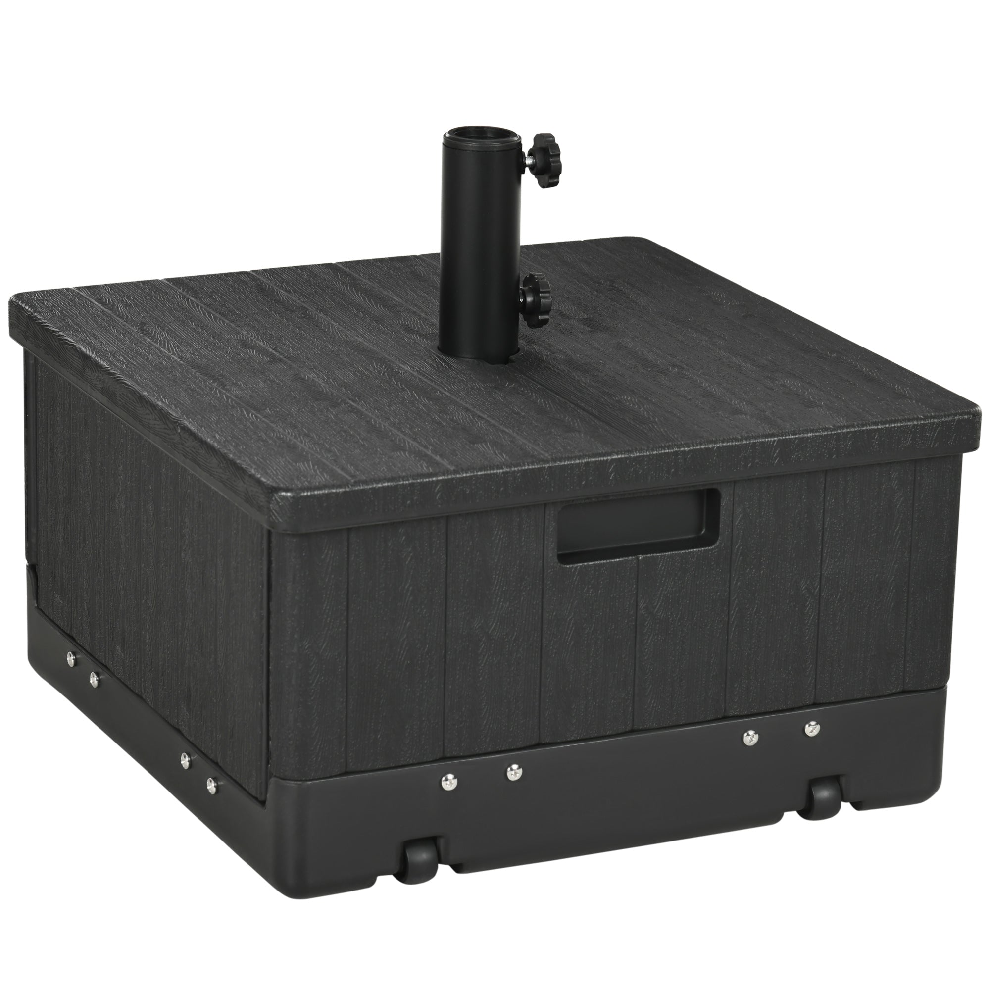 Outsunny 3-in-1 Parasolvoet, Bijzettafel, Bloembak, tot 80 kg zand, weerbestendig, Zwart