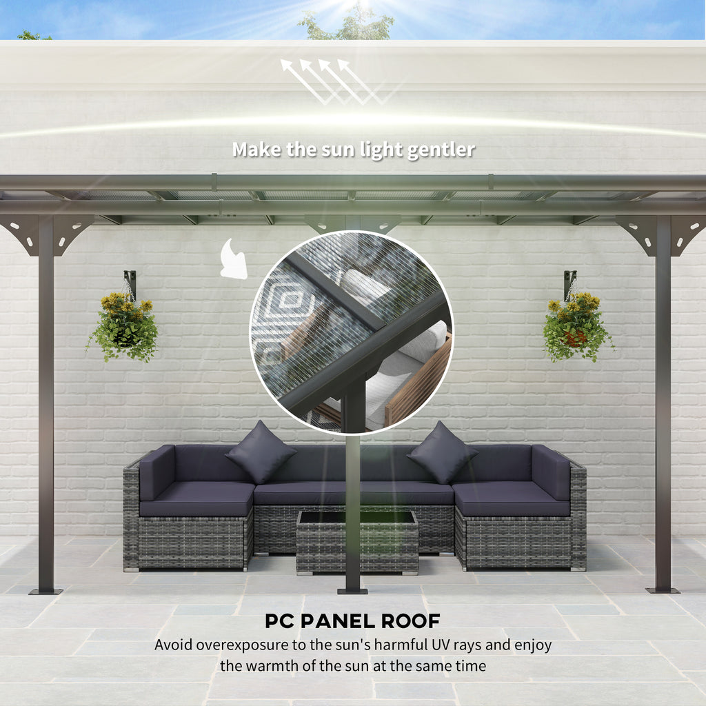 Outsunny terrasoverkapping in hoogte verstelbaar aluminium grijs 4 x 3 m