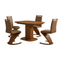 Spisest, 4 sder, tr og kunstlder, brunt, moderne design med buet rygln, fast struktur, bord 120x80x75 cm og stol 45x55x90 cm, til indendrs spisning - b6n1Nx7BUOuB