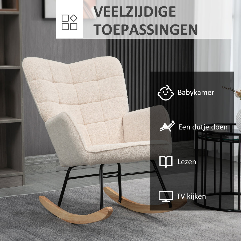 HOMCOM schommelstoel accentstoel tot 120 kg, polyester, beige