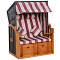 Dubbele ligstoel met dak dubbele ligstoel chaise longue voetensteun PE rotan rood