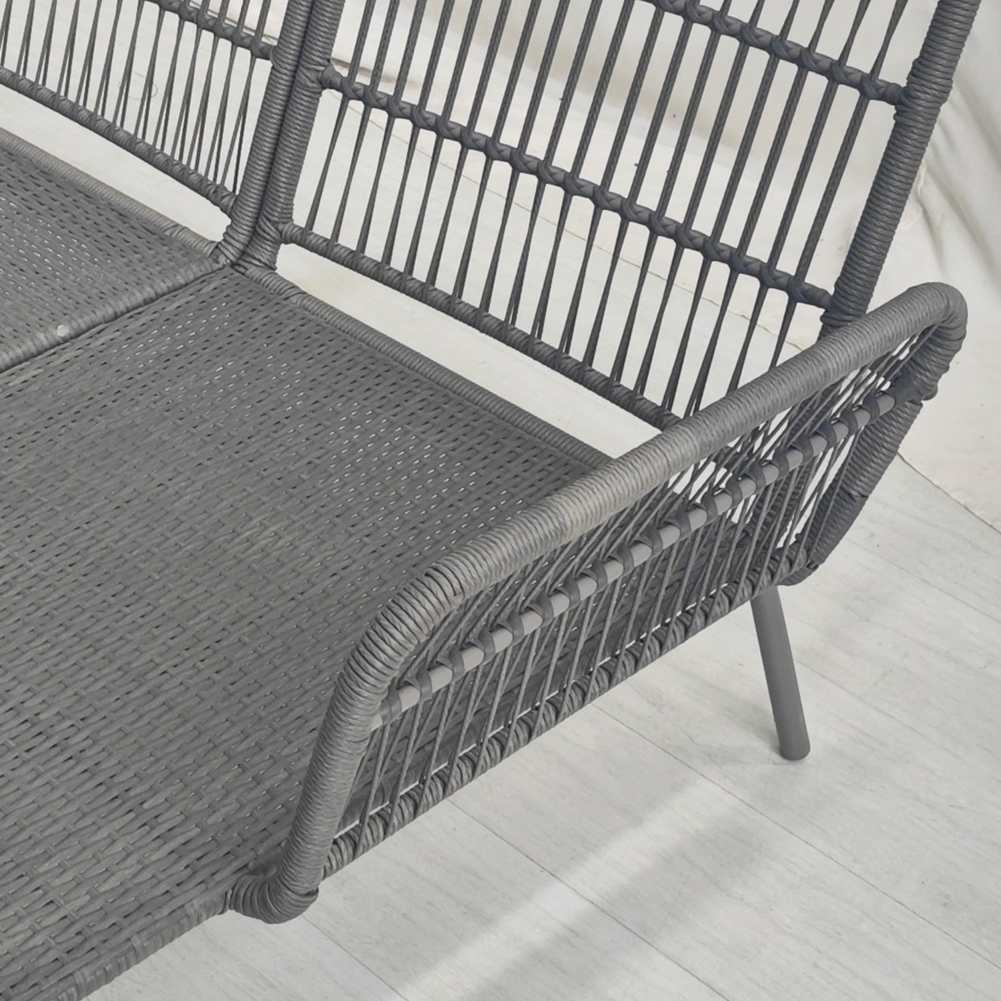 Outsunny Tuin Hoekbank Rattan 2 Zits voor Tuin & Terras, Lichtgrijs