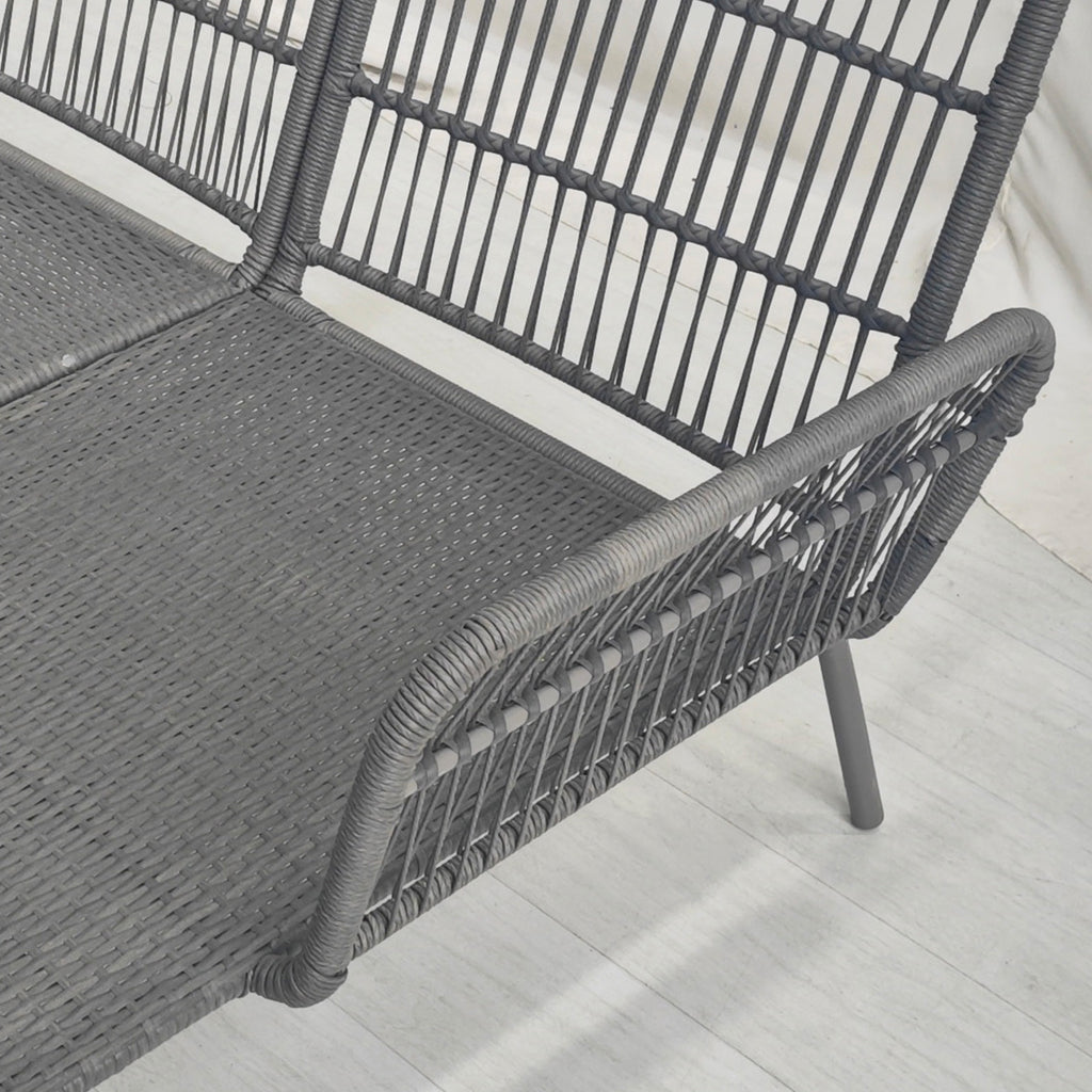 Outsunny Tuin Hoekbank Rattan 2 Zits voor Tuin & Terras, Lichtgrijs