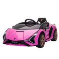 HOMCOM Kinder Elektrische Auto, Lamborghini, 3-5 km/u, Afstandsbediening, voor 3-5 Jaar, Roze