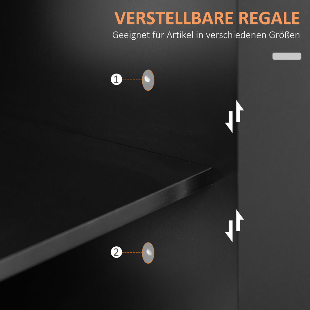 HOMCOM Keukentrolley Serveerwagen Keukenblok, 1 Kruidenrek, 1 Handdoekhouder, 109 cm x 40 cm x 89 cm, Zwart