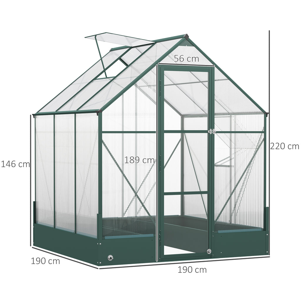 Outsunny Kas voor in de tuin kweekkas tomatenhuis koude kas 190 x 190 x 220 cm