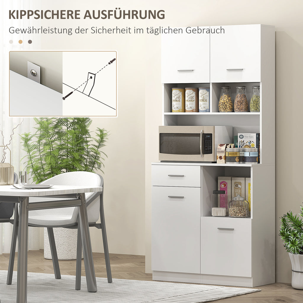 HOMCOM Buffetkast met Lade, Soft-Close Deuren, 80 x 35 x 180 cm - Wit