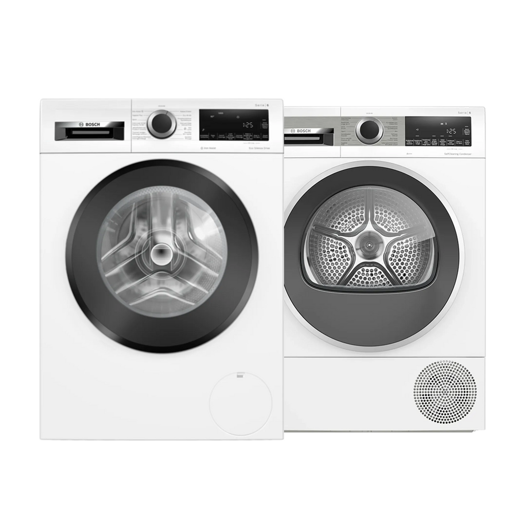 Bosch Bundel - Wasmachine WGG244ZPFG Serie 6 Iron Assist 9 kg + Droogkast WQG235D8FG Serie 6 SelfCleaning condenser