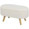 HOMCOM Zitbank met Opbergruimte en Deksel, Voethocker voor Hal, Woonkamer, Slaapkamer, Hout, Stoffen Bekleding, Wit
