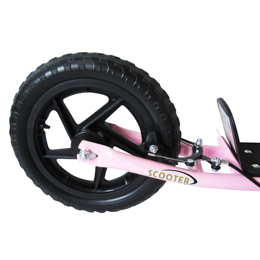 HOMCOM Step, Scooter voor Kinderen, met Handrem, Standaard, 12 Inch Wielen, vanaf 5 Jaar, Staal, Roze 120 x 52 x 88 cm
