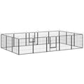 PawHut Puppy Run modulair ontwerp 16 panelen 2 deuren weerbestendig staal 3,2 x 3,2 x 1 m grijs
