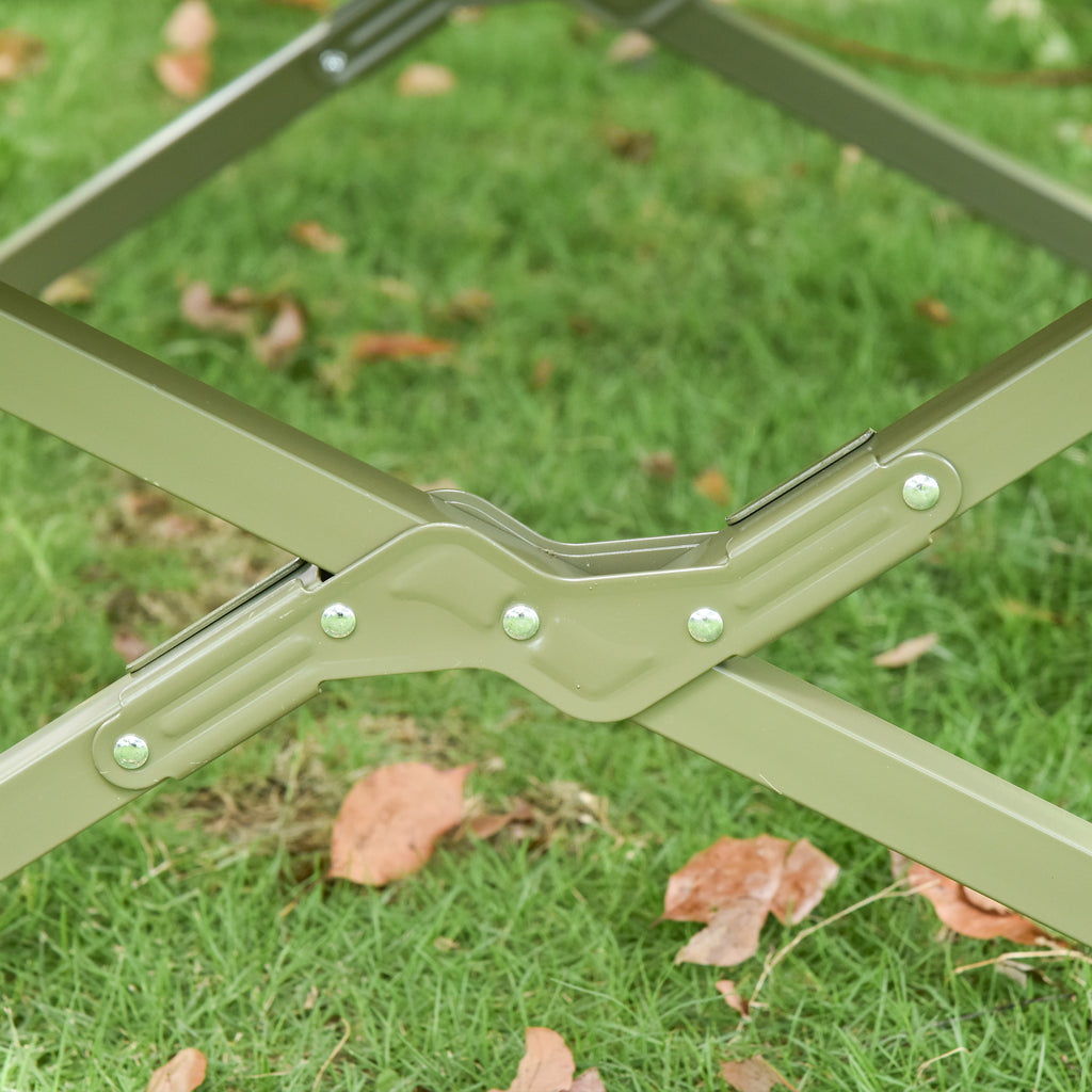 Outsunny Campingbed voor volwassenen - 4-in-1 set met tent, slaapzak, matras en waterdichte comfortabel opvouwbare, donkergroen