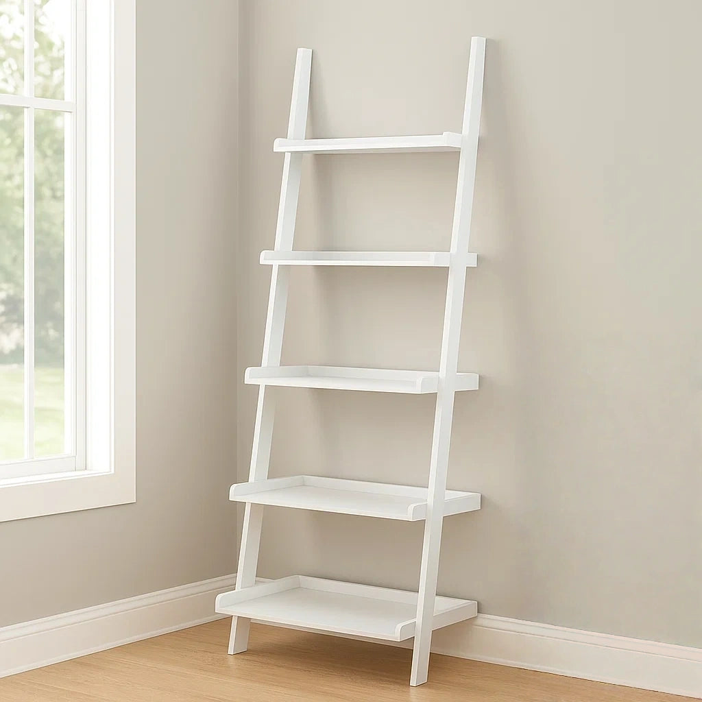 Opbevaringshylde, hvid, tr, egnet til stue eller kontor, 64x40x185cm