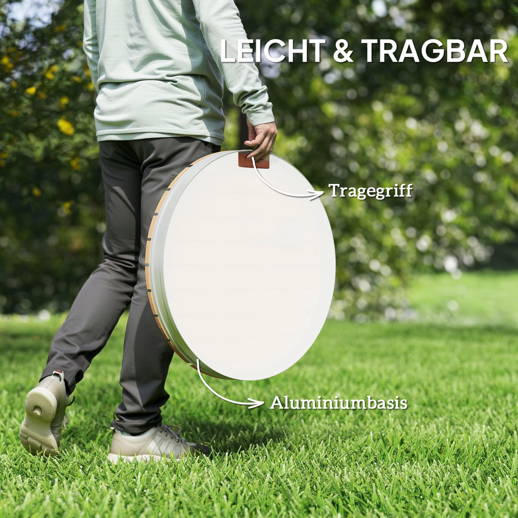 Outsunny Draagbare Buitendouche Set met Aanpasbare Fontein, Aluminium Basis, UV- en Vorstbestendig, Natuurhoutlook