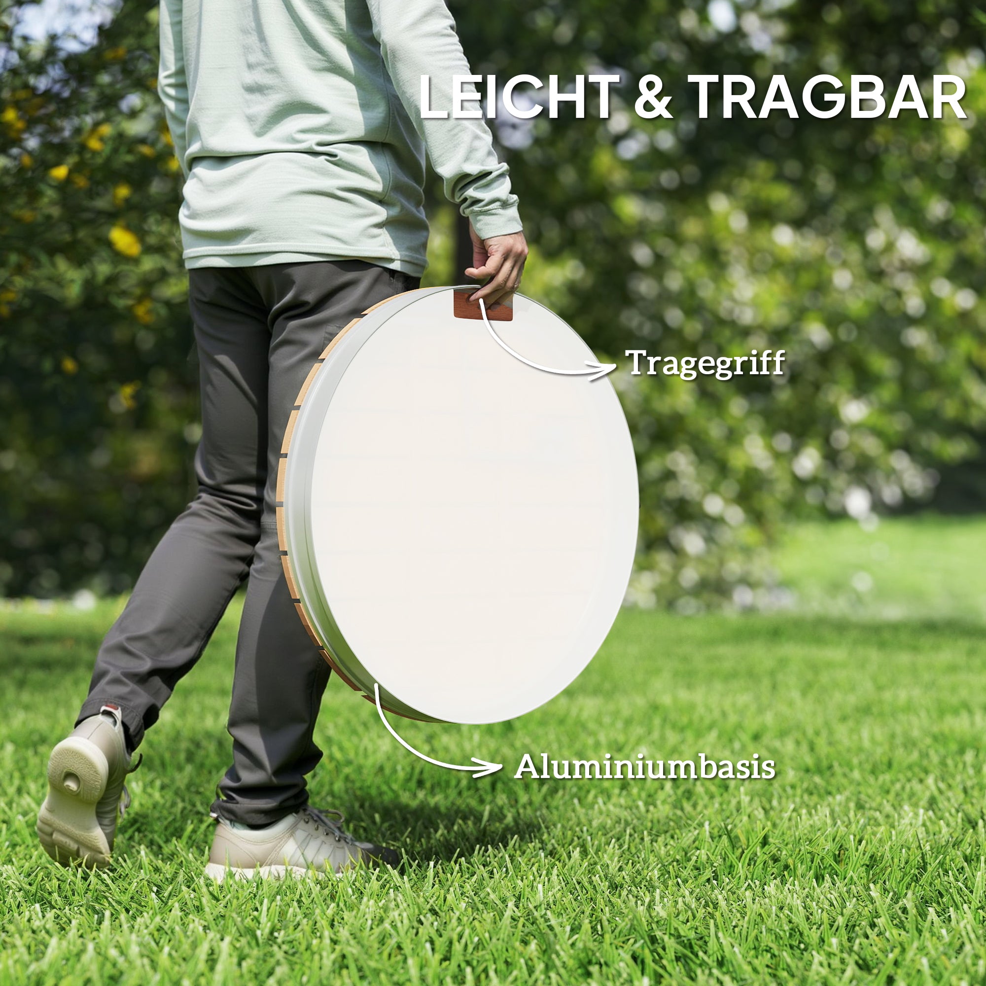 Outsunny Draagbare Buitendouche Set met Aanpasbare Fontein, Aluminium Basis, UV- en Vorstbestendig, Natuurhoutlook