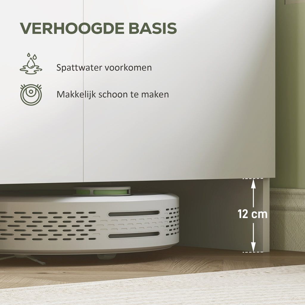 HOMCOM Keukenkast, 4 Kasten, 6 Deuren, 12 Scharnieren, Werkblad, Spaanplaat, Wit