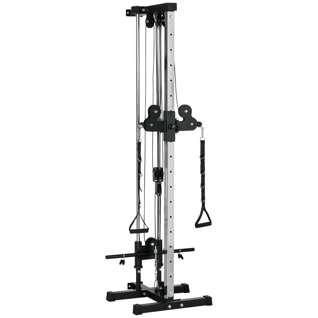 SPORTNOW Verstelbare Krachtstation 25-165 cm met Dual-Pulley-Systemen en Adapters 62 x 60 x 200 cm Zwart