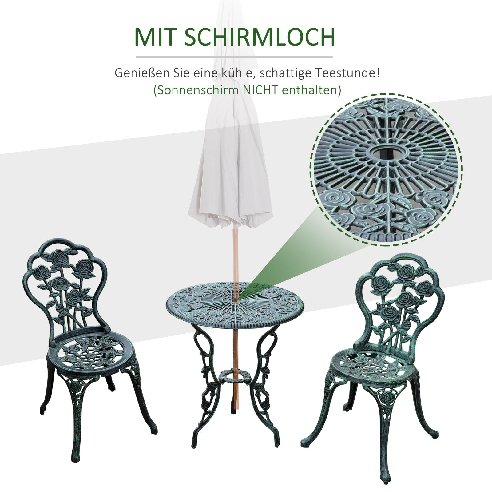 3-delige bistroset Balkonset tuinmeubelen balkon gegoten aluminium antiek groen
