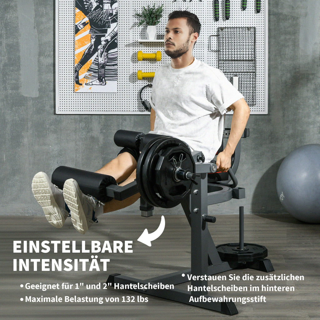 SPORTNOW Beenstrekker, 32 Posities, Verstelbare Rugleuning en Dijsteun, Staal, Grijs/Zwart