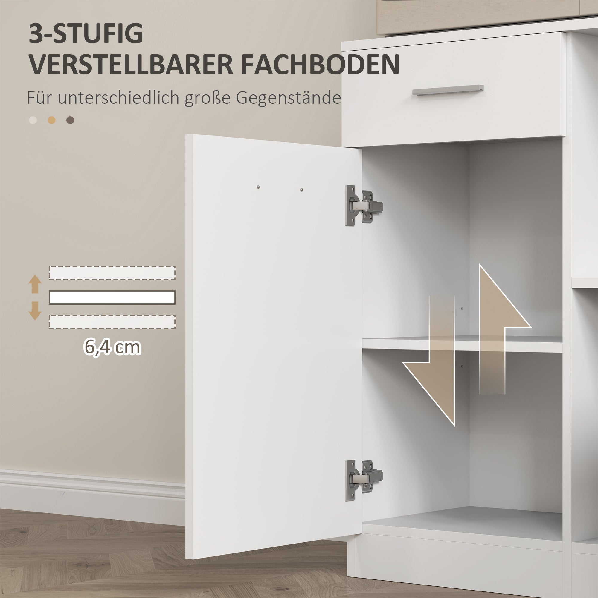 HOMCOM Buffetkast met Lade, Soft-Close Deuren, 80 x 35 x 180 cm - Wit