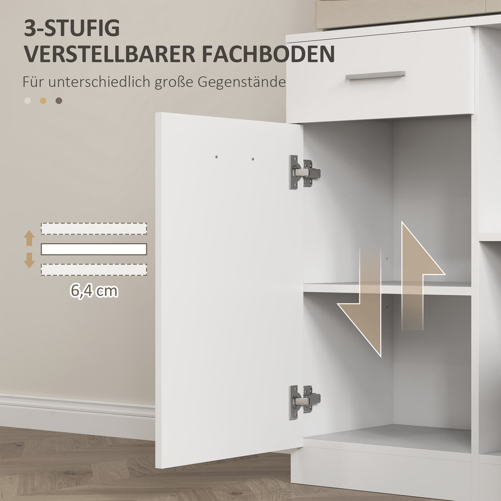 HOMCOM Buffetkast met Lade, Soft-Close Deuren, 80 x 35 x 180 cm - Wit