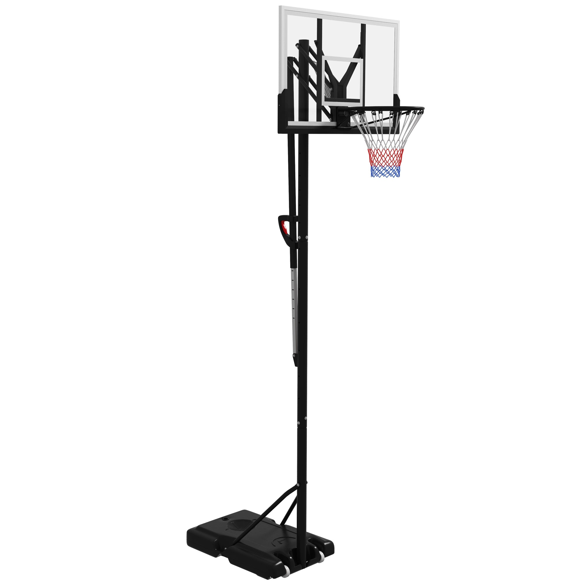 SPORTNOW Mobiele Basketbalstandaard, In Hoogte Verstelbaar, Onbreekbare Achterwand, 2,35-3,05 m Korfhoogte, Zwart