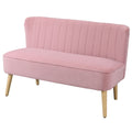 HOMCOM Sofa Retrodesign 2-zitsbank, houten poten, 117 cm x 56,5 cm x 77 cm, Roze