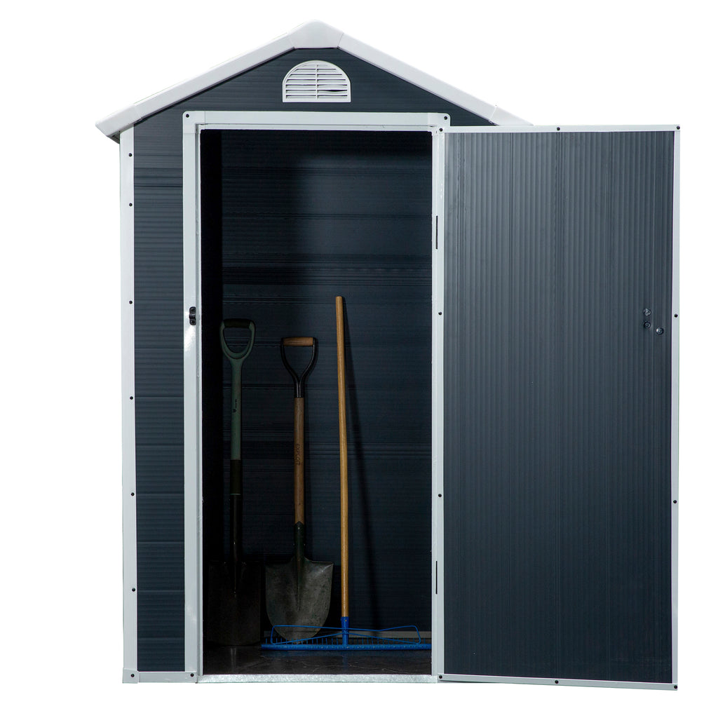 Outsunny Gereedschapsschuur tuinhuis met raam puntdak outdoor metaal grijs