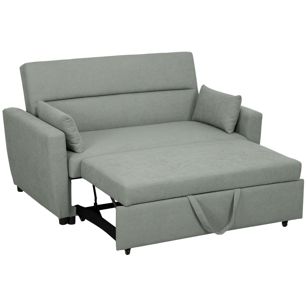 HOMCOM 2-zitsbank met bedfunctie, verstelbare rugleuning, gestoffeerde bank, fluwelen look, voor woonkamer, slaapkamer, lichtgrijs