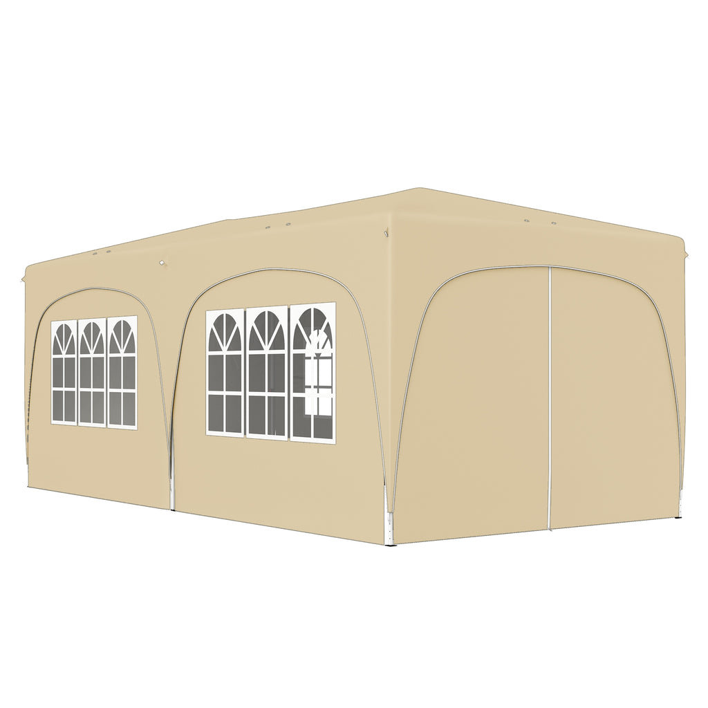 Outsunny 3 x 6 m Pop-up Paviljoen met Zijwanden, UPF50+ Hoogteverstelbaar Tuinpaviljoen met Draagtas en Zandzakken