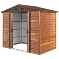 Outsunny Tuinschuur, gereedschapsschuur, tuinhuis met ramen, weerbestendig, houtlook, staal, 152 x 235,7 x 208,7 cm, Bruin