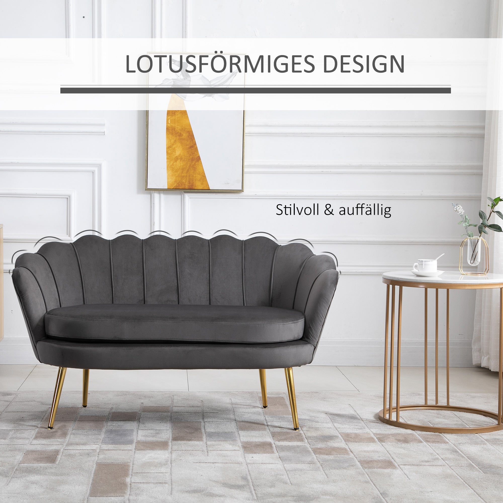 HOMCOM 2-zitsbank bank sofa fluweel velvet touch velours look