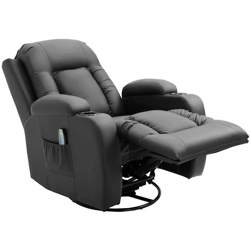 HOMCOM Massagestoel, relaxstoel, schommelfunctie, 8 vibratiepunten, inclusief afstandsbediening, zwart