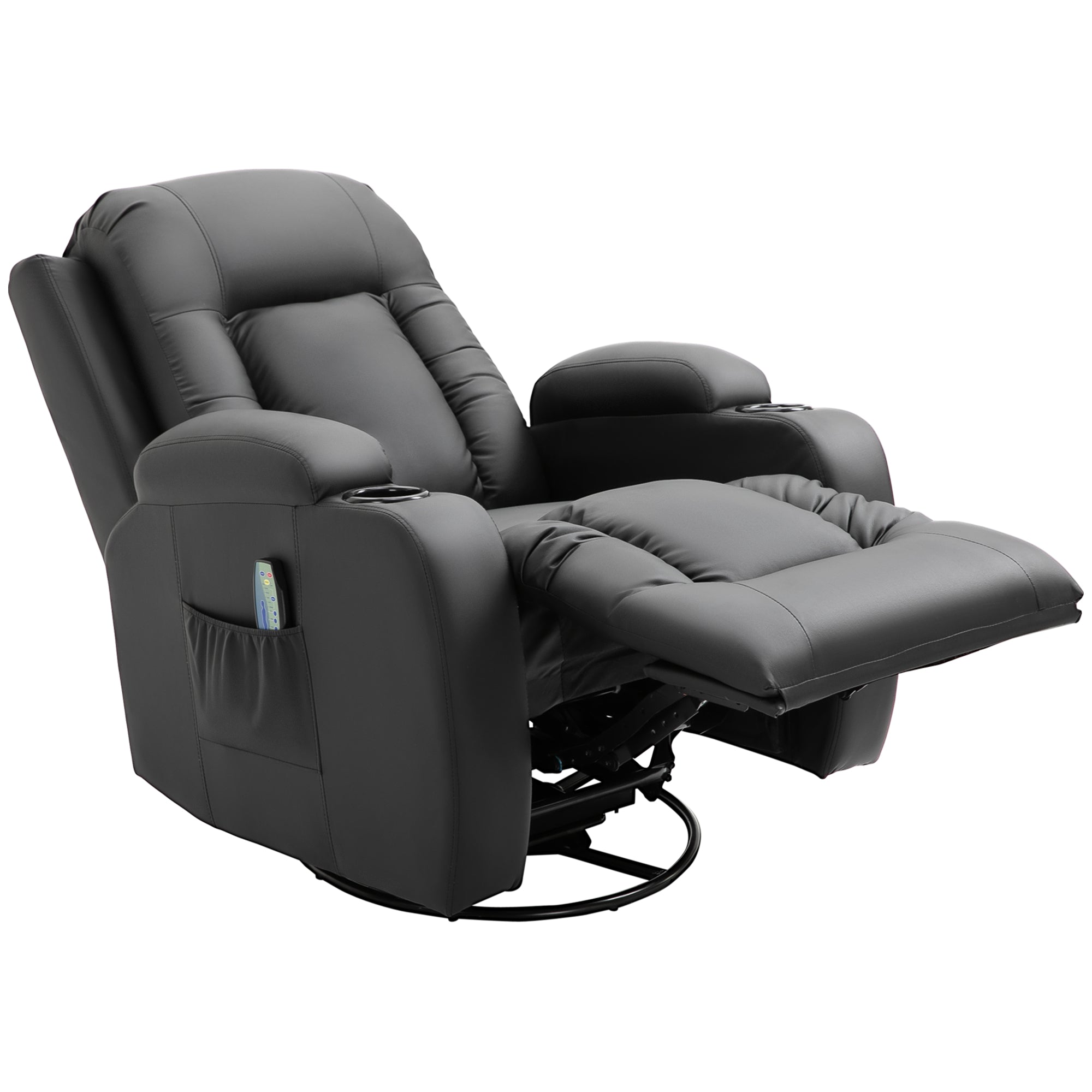 HOMCOM Massagestoel, relaxstoel, schommelfunctie, 8 vibratiepunten, inclusief afstandsbediening, zwart