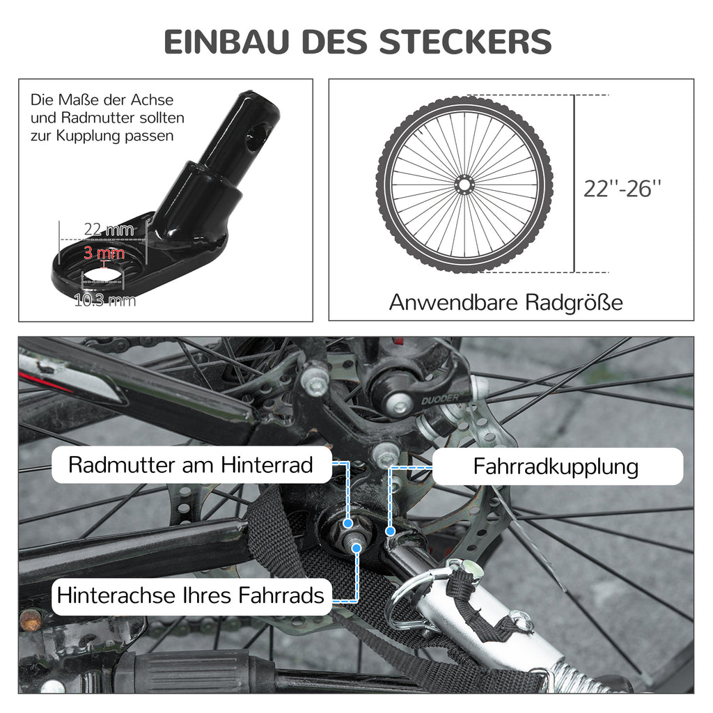 PawHut hondenaanhanger, vouwfietsaanhanger, hondenaanhanger, zwart