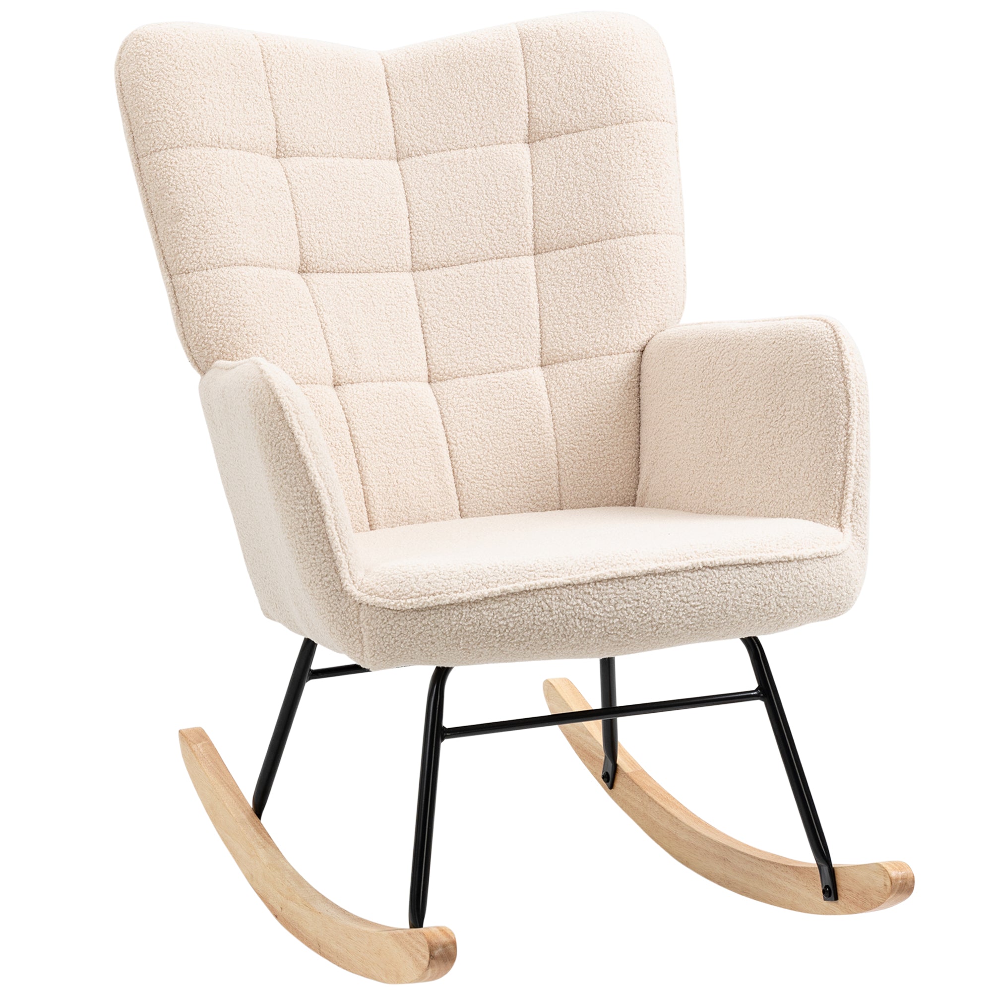 HOMCOM schommelstoel accentstoel tot 120 kg, polyester, beige