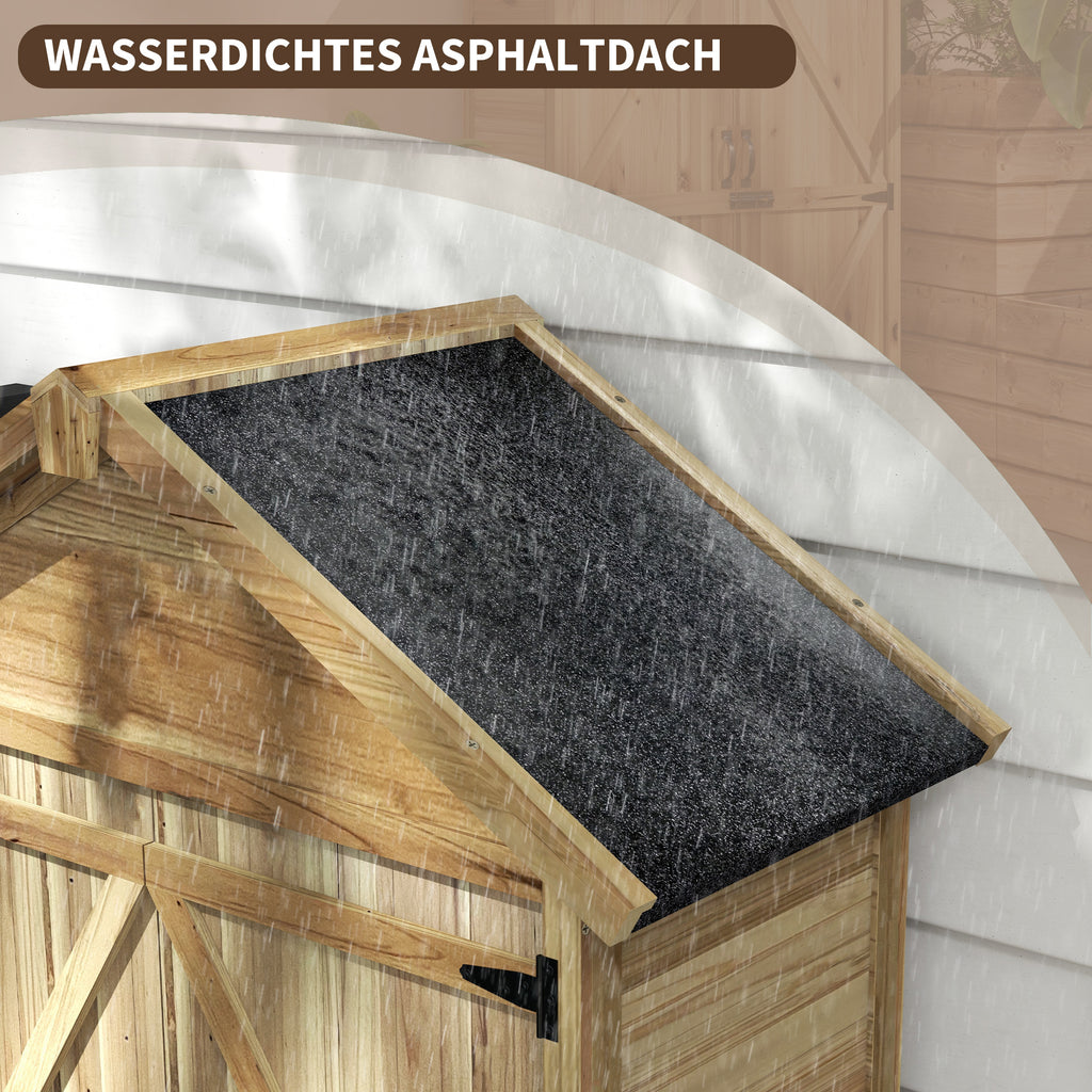 Outsunny Tuinhuis Tuinschuur Tuinkast, weerbestendig, vintage design, 102 cm x 54 cm x 177 cm, Natuur