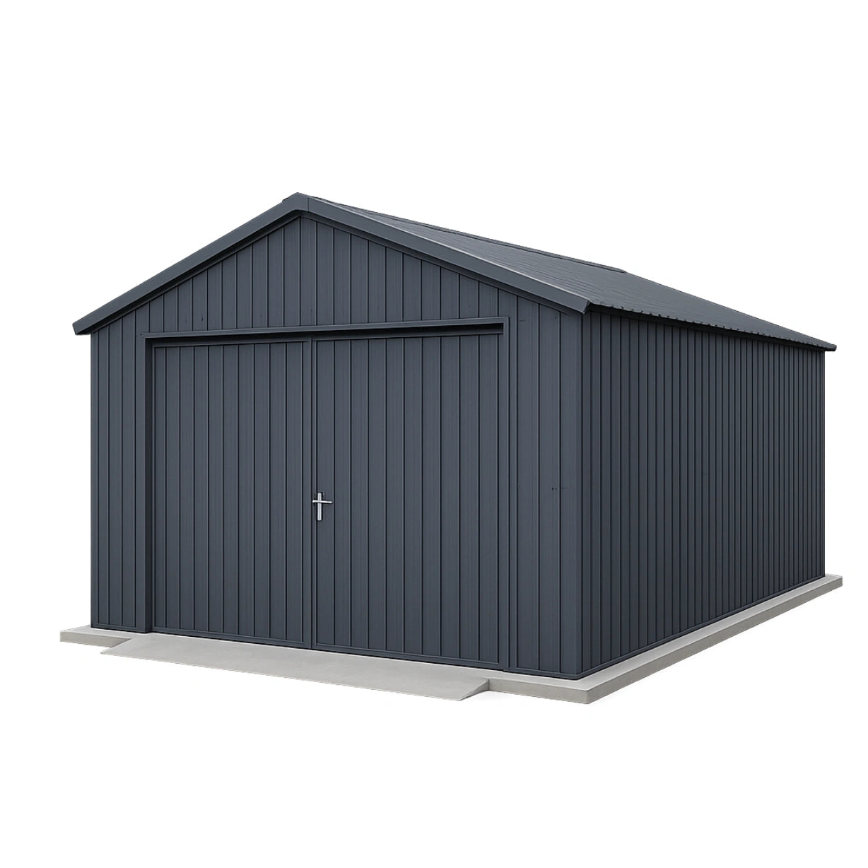 Gr metalgarage, dobbeltdr, gavltag, 5x3x2,7m