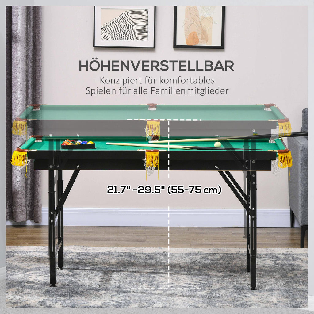 SPORTNOW Biljarttafel, inklapbaar, verstelbare hoogte, incl. driehoek/2 keus/16 ballen, Groen