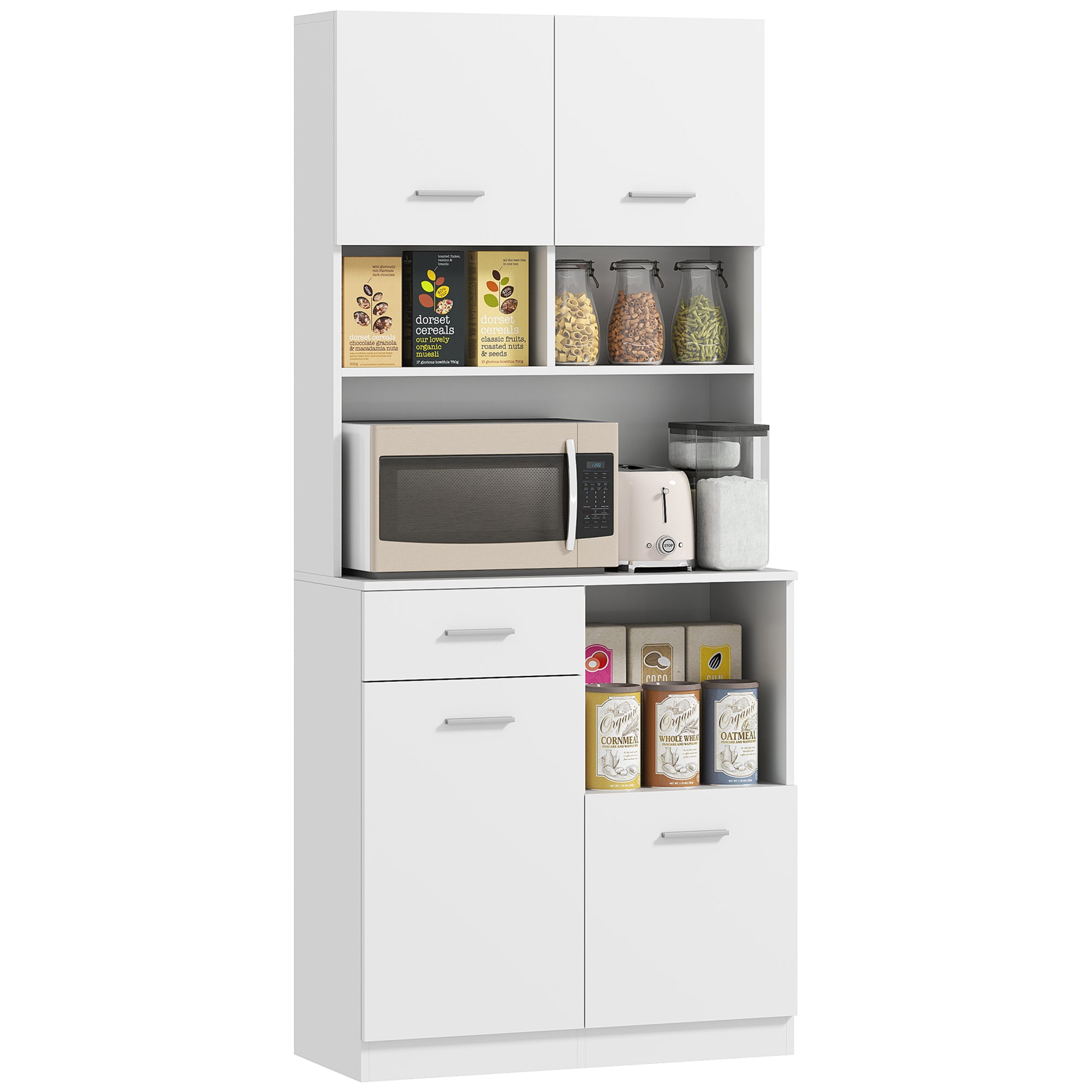 HOMCOM Buffetkast met Lade, Soft-Close Deuren, 80 x 35 x 180 cm - Wit