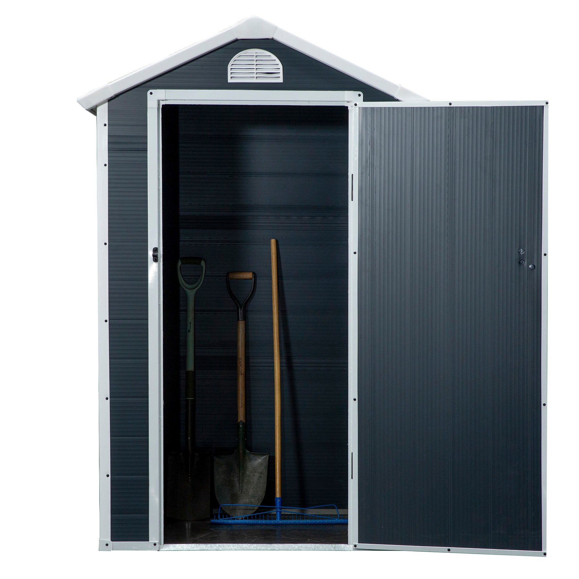Outsunny Gereedschapsschuur tuinhuis met raam puntdak outdoor metaal grijs