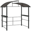 Outsunny Grillpaviljoen Grilldak Grillprieel, weerbestendig, 240 cm x 150 cm x 230 cm, Geelbruin + Donkergrijs