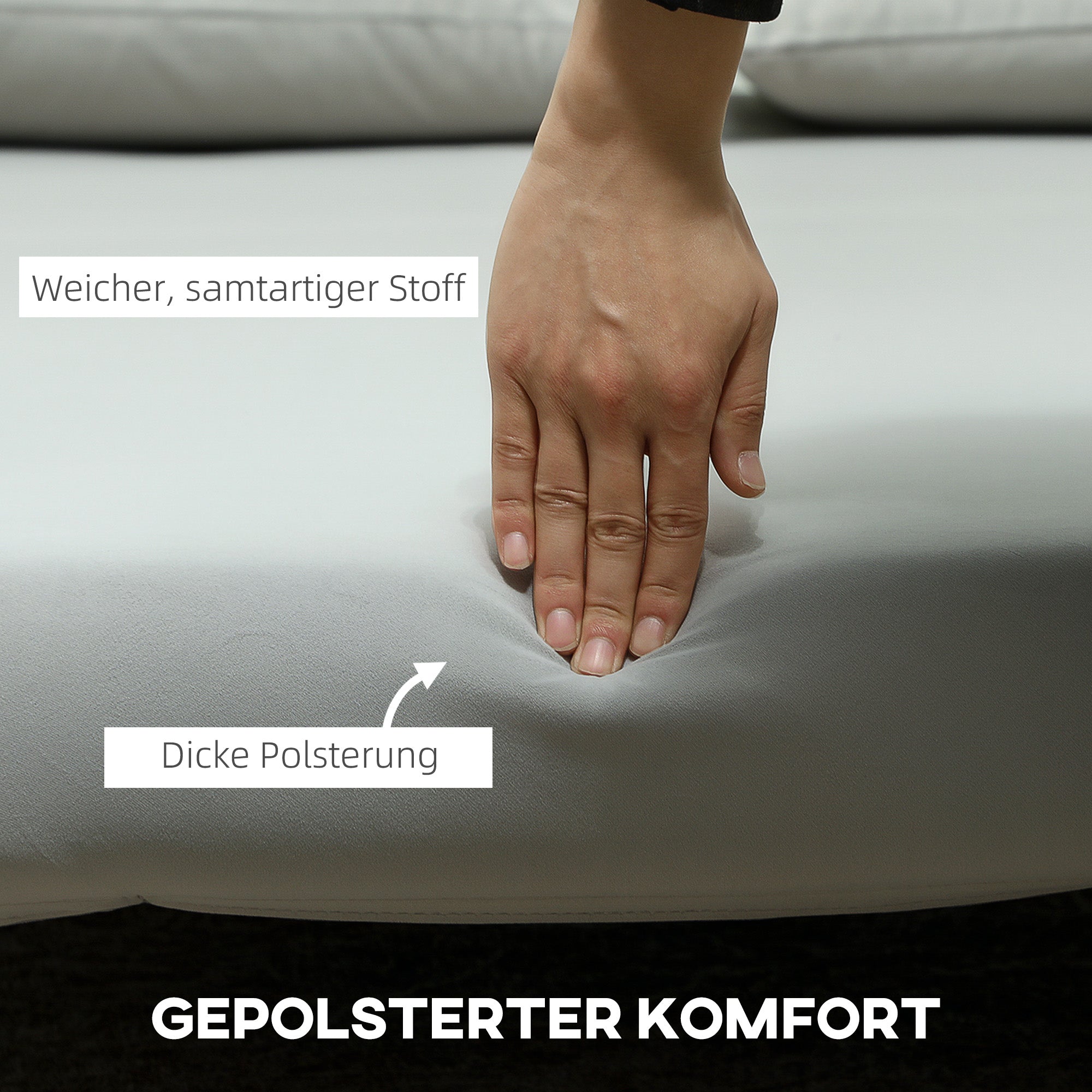 HOMCOM Slaapbank Relaxbank Bank Sofa, incl. 2 Kussens, Fluweel Look, 130 x 78 x 79 cm, Lichtgrijs