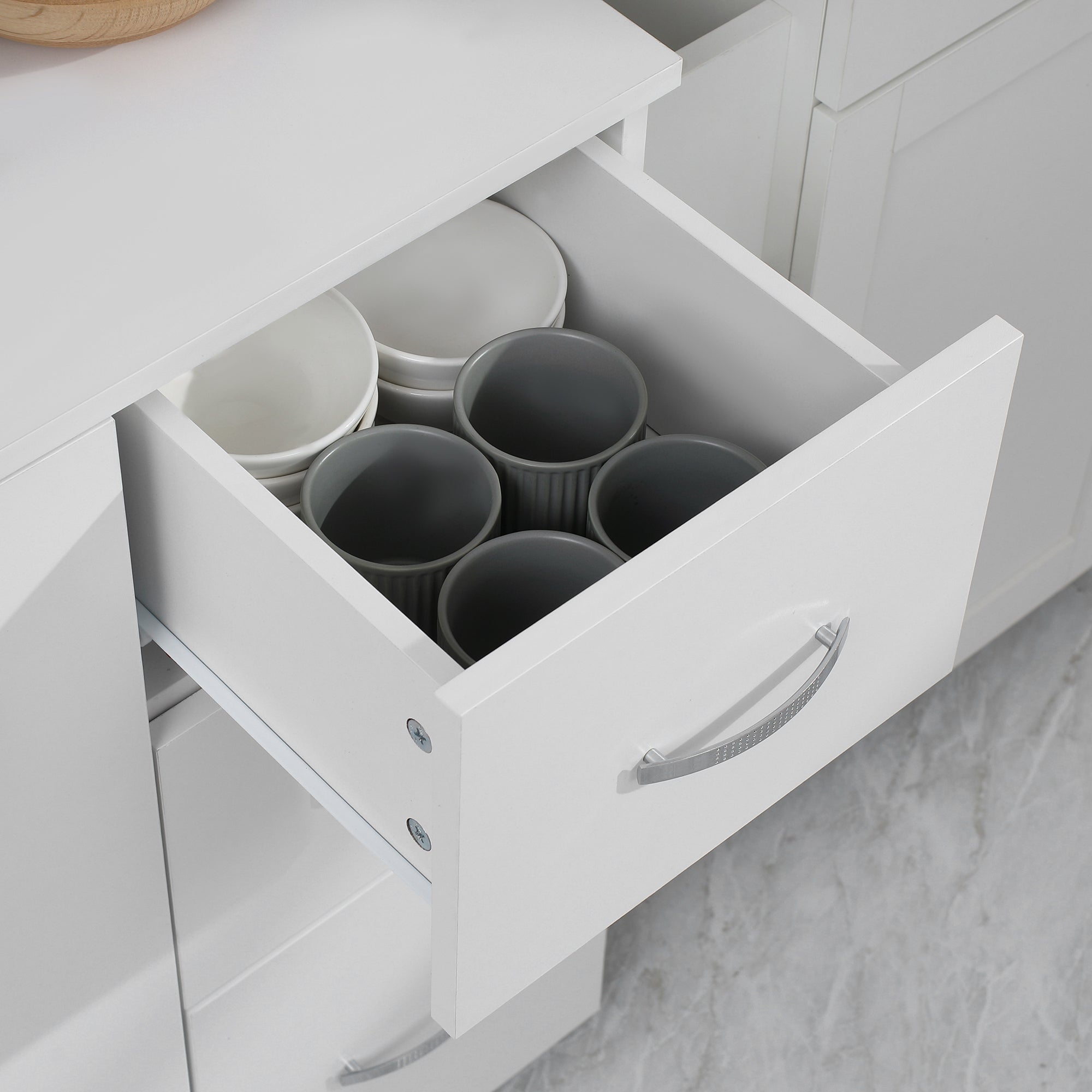 HOMCOM Keukenkast, Buffet, 3 Laden, 3 Planken, Veel Opbergruimte, 89x39,5x168cm, Wit