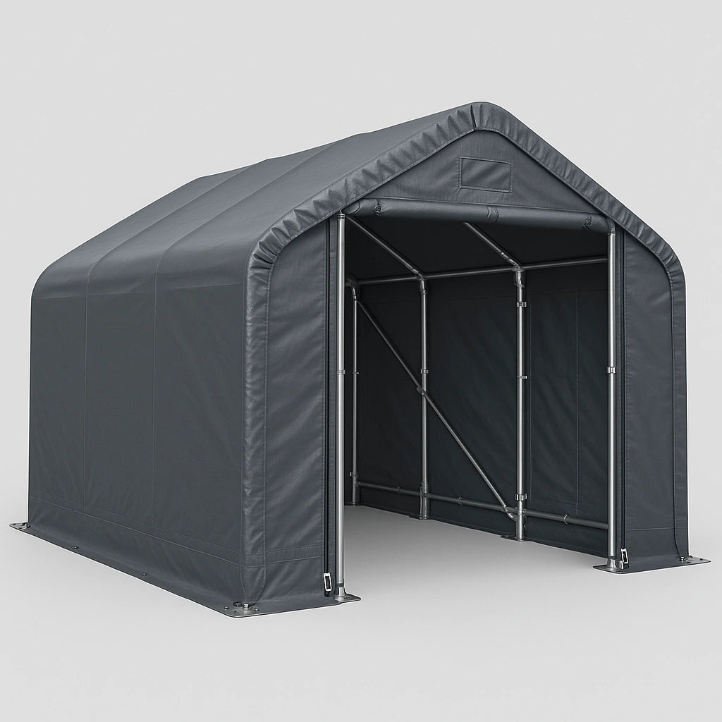 Udendrs carport lavet af gr PVC og stl, 5x3x2,5m