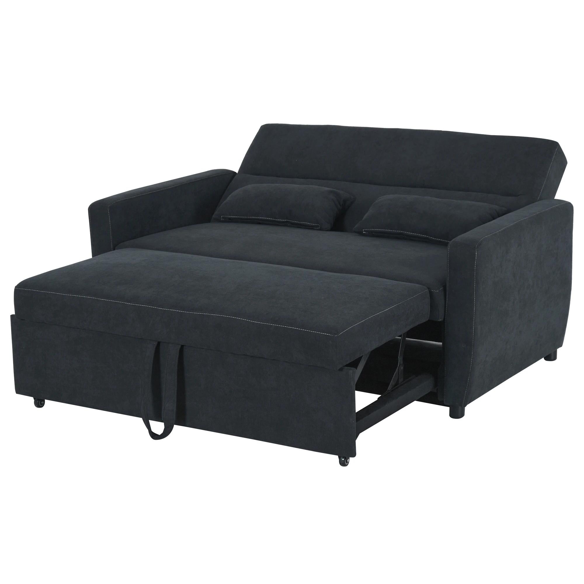HOMCOM slaapbank, opklapbare bank, 2-zits stoffen bank, slaapbank, bank met slaapfunctie, bankstel, verstelbare hoek 148 x 82 x 89 cm